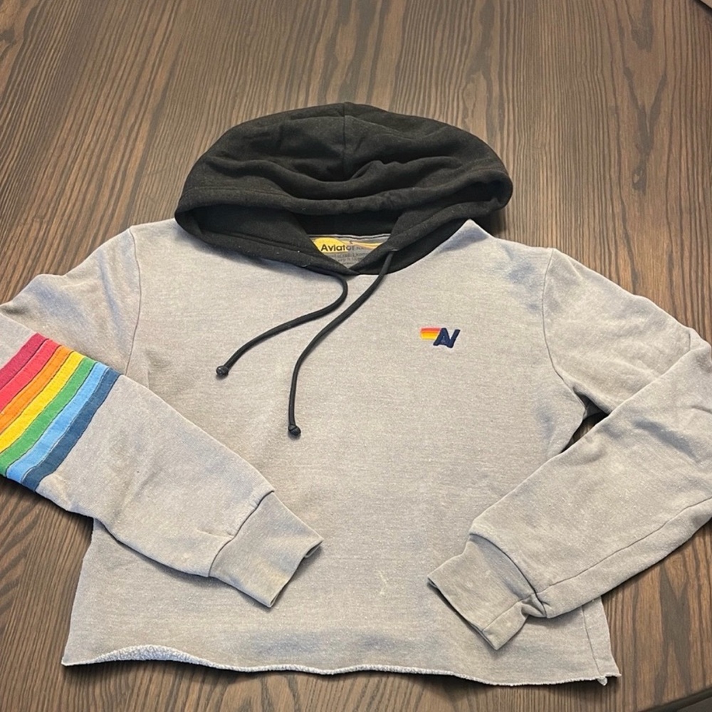 Aviator Nation Black Hoodie with Yellow Accent